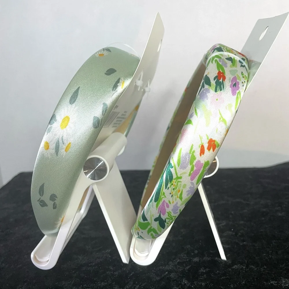 Hair Bands / Bow ~ Mint Green Floral Daisies Multicolored- Peach Lace Ribbon NWT